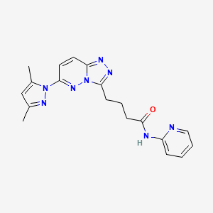 molecular formula C19H20N8O B12177231 4-(6-(3,5-dimethyl-1H-pyrazol-1-yl)-[1,2,4]triazolo[4,3-b]pyridazin-3-yl)-N-(pyridin-2-yl)butanamide 