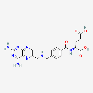 molecular formula C20H22N8O5 B1217724 N-(4-((((2,4-Diamino-6-pteridinyl)methyl)amino)methyl)benzoyl)-L-glutamic acid CAS No. 39271-61-9
