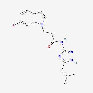 molecular formula C17H20FN5O B12177250 3-(6-fluoro-1H-indol-1-yl)-N-[3-(2-methylpropyl)-1H-1,2,4-triazol-5-yl]propanamide 
