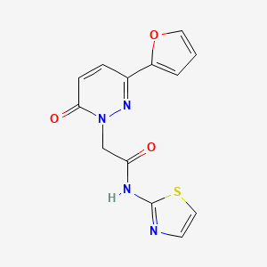 molecular formula C13H10N4O3S B12177252 2-(3-(furan-2-yl)-6-oxopyridazin-1(6H)-yl)-N-(thiazol-2-yl)acetamide 
