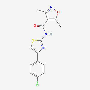 molecular formula C15H12ClN3O2S B12177296 N-[4-(4-chlorophenyl)-1,3-thiazol-2-yl]-3,5-dimethyl-1,2-oxazole-4-carboxamide 