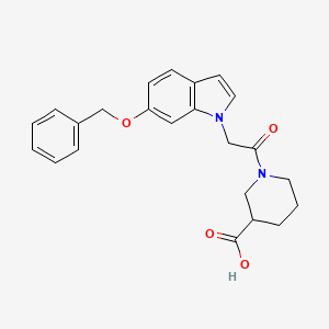 molecular formula C23H24N2O4 B12177303 1-{[6-(benzyloxy)-1H-indol-1-yl]acetyl}piperidine-3-carboxylic acid 