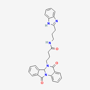 molecular formula C29H27N5O3 B12177318 N-[3-(1H-benzimidazol-2-yl)propyl]-4-(5,11-dioxo-6a,11-dihydroisoindolo[2,1-a]quinazolin-6(5H)-yl)butanamide 