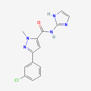 molecular formula C14H12ClN5O B12177347 3-(3-chlorophenyl)-N-(1H-imidazol-2-yl)-1-methyl-1H-pyrazole-5-carboxamide 