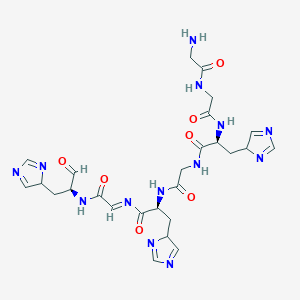 molecular formula C26H33N13O7 B1217735 (2S)-2-[[2-[(2-aminoacetyl)amino]acetyl]amino]-3-(4H-imidazol-4-yl)-N-[2-[[(2S)-3-(4H-imidazol-4-yl)-1-[[2-[[(2S)-1-(4H-imidazol-4-yl)-3-oxopropan-2-yl]amino]-2-oxoethylidene]amino]-1-oxopropan-2-yl]amino]-2-oxoethyl]propanamide CAS No. 75356-90-0