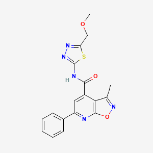 molecular formula C18H15N5O3S B12177363 N-[(2E)-5-(methoxymethyl)-1,3,4-thiadiazol-2(3H)-ylidene]-3-methyl-6-phenyl[1,2]oxazolo[5,4-b]pyridine-4-carboxamide 