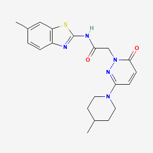 molecular formula C20H23N5O2S B12177401 N-(6-methyl-1,3-benzothiazol-2-yl)-2-[3-(4-methylpiperidin-1-yl)-6-oxopyridazin-1(6H)-yl]acetamide 