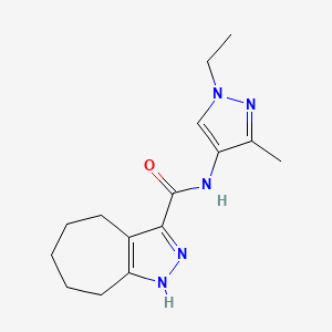 molecular formula C15H21N5O B12177421 N-(1-ethyl-3-methyl-1H-pyrazol-4-yl)-2,4,5,6,7,8-hexahydrocyclohepta[c]pyrazole-3-carboxamide 