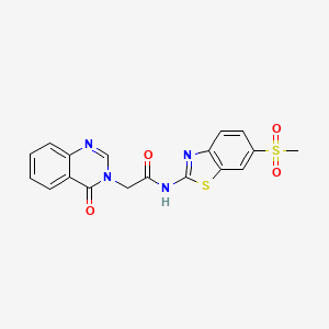 molecular formula C18H14N4O4S2 B12177427 N-(6-methanesulfonyl-1,3-benzothiazol-2-yl)-2-(4-oxo-3,4-dihydroquinazolin-3-yl)acetamide 