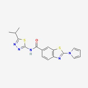molecular formula C17H15N5OS2 B12177532 N-[(2E)-5-(propan-2-yl)-1,3,4-thiadiazol-2(3H)-ylidene]-2-(1H-pyrrol-1-yl)-1,3-benzothiazole-6-carboxamide 