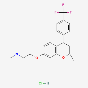 molecular formula C22H27ClF3NO2 B1217754 Ethanamine, N,N-dimethyl-2-((2,2-dimethyl-4-(4-(trifluoromethyl)phenyl)-3,4-dihydro-2H-1-benzopyran-7-yl)oxy)-, hydrochloride CAS No. 59257-24-8