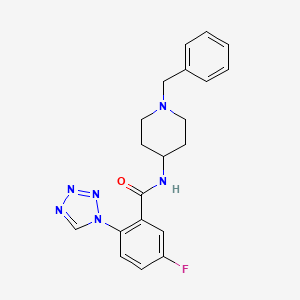 molecular formula C20H21FN6O B12177541 N~1~-(1-benzyl-4-piperidyl)-5-fluoro-2-(1H-1,2,3,4-tetraazol-1-yl)benzamide 