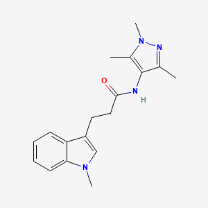 molecular formula C18H22N4O B12177658 3-(1-methyl-1H-indol-3-yl)-N-(1,3,5-trimethyl-1H-pyrazol-4-yl)propanamide 