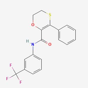 molecular formula C18H14F3NO2S B12177666 1,4-Oxathiin-2-carboxamide, 5,6-dihydro-3-phenyl-N-[3-(trifluoromethyl)phenyl]- CAS No. 1010902-28-9