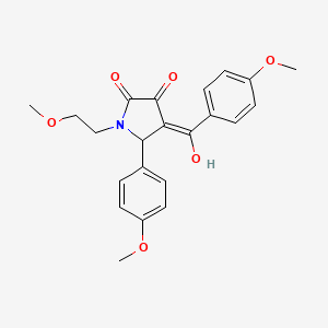 molecular formula C22H23NO6 B12177667 (4E)-4-[hydroxy(4-methoxyphenyl)methylidene]-1-(2-methoxyethyl)-5-(4-methoxyphenyl)pyrrolidine-2,3-dione 