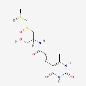 molecular formula C13H19N3O6S2 B1217770 N-(1-(Hydroxymethyl)-2-(((methylsulfinyl)methyl)sulfinyl)ethyl)-3-(1,2,3,4-tetrahydro-6-methyl-2,4-dioxo-5-pyrimidinyl)-2-propenamide CAS No. 61786-77-4