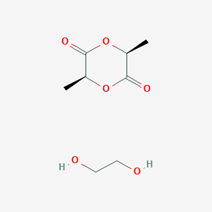 molecular formula C8H14O6 B1217773 (3S,6S)-3,6-dimethyl-1,4-dioxane-2,5-dione;ethane-1,2-diol 