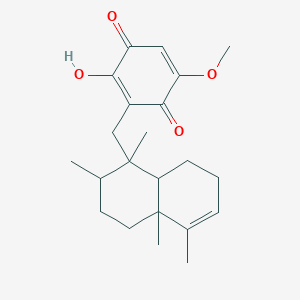 molecular formula C22H30O4 B1217783 3-[(1,2,4a,5-Tetramethyl-2,3,4,7,8,8a-hexahydronaphthalen-1-yl)methyl]-2-hydroxy-5-methoxycyclohexa-2,5-diene-1,4-dione CAS No. 69672-66-8