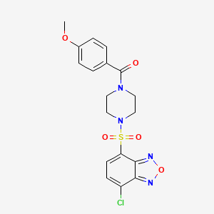 molecular formula C18H17ClN4O5S B12177833 {4-[(7-Chloro-2,1,3-benzoxadiazol-4-yl)sulfonyl]piperazin-1-yl}(4-methoxyphenyl)methanone 