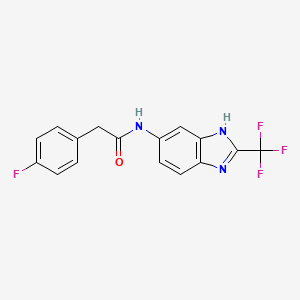 molecular formula C16H11F4N3O B12177909 2-(4-fluorophenyl)-N-[2-(trifluoromethyl)-1H-benzimidazol-5-yl]acetamide 