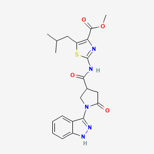 molecular formula C21H23N5O4S B12177920 methyl 2-({[1-(1H-indazol-3-yl)-5-oxopyrrolidin-3-yl]carbonyl}amino)-5-(2-methylpropyl)-1,3-thiazole-4-carboxylate 