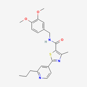 molecular formula C22H25N3O3S B12177922 N-(3,4-dimethoxybenzyl)-4-methyl-2-(2-propylpyridin-4-yl)-1,3-thiazole-5-carboxamide 