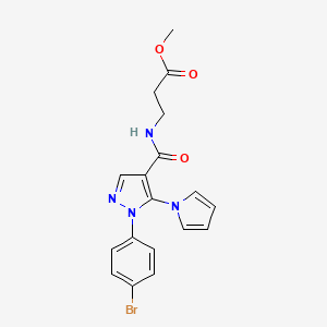 molecular formula C18H17BrN4O3 B12178036 methyl N-{[1-(4-bromophenyl)-5-(1H-pyrrol-1-yl)-1H-pyrazol-4-yl]carbonyl}-beta-alaninate 