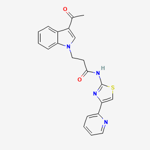 molecular formula C21H18N4O2S B12178107 3-(3-acetyl-1H-indol-1-yl)-N-(4-(pyridin-2-yl)thiazol-2-yl)propanamide 
