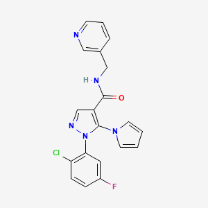 molecular formula C20H15ClFN5O B12178155 1-(2-chloro-5-fluorophenyl)-N-(pyridin-3-ylmethyl)-5-(1H-pyrrol-1-yl)-1H-pyrazole-4-carboxamide 