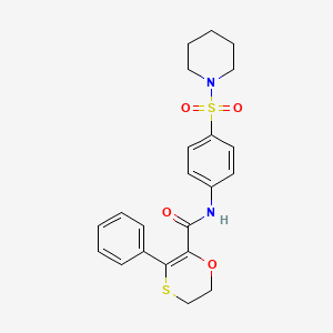 molecular formula C22H24N2O4S2 B12178206 3-phenyl-N-[4-(piperidin-1-ylsulfonyl)phenyl]-5,6-dihydro-1,4-oxathiine-2-carboxamide 