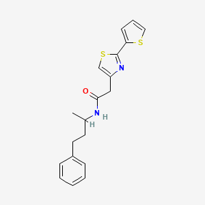 molecular formula C19H20N2OS2 B12178208 N-(4-phenylbutan-2-yl)-2-[2-(thiophen-2-yl)-1,3-thiazol-4-yl]acetamide 