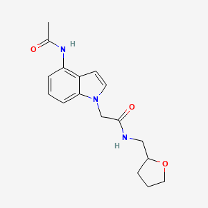 molecular formula C17H21N3O3 B12178223 2-[4-(acetylamino)-1H-indol-1-yl]-N-(tetrahydro-2-furanylmethyl)acetamide 