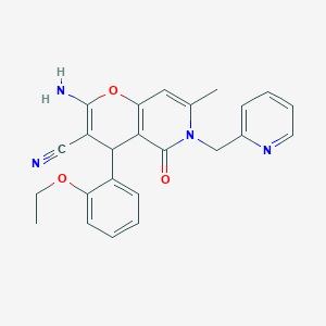molecular formula C24H22N4O3 B1217823 2-amino-4-(2-ethoxyphenyl)-7-methyl-5-oxo-6-(pyridin-2-ylmethyl)-5,6-dihydro-4H-pyrano[3,2-c]pyridine-3-carbonitrile 