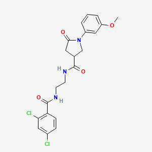 molecular formula C21H21Cl2N3O4 B12178239 N-(2-{[(2,4-dichlorophenyl)carbonyl]amino}ethyl)-1-(3-methoxyphenyl)-5-oxopyrrolidine-3-carboxamide 