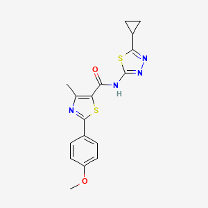 molecular formula C17H16N4O2S2 B12178270 N-[(2E)-5-cyclopropyl-1,3,4-thiadiazol-2(3H)-ylidene]-2-(4-methoxyphenyl)-4-methyl-1,3-thiazole-5-carboxamide 