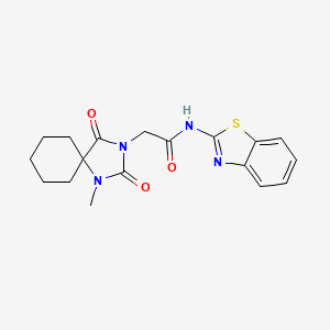 molecular formula C18H20N4O3S B12178316 N-(1,3-benzothiazol-2-yl)-2-(1-methyl-2,4-dioxo-1,3-diazaspiro[4.5]dec-3-yl)acetamide 