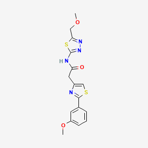 molecular formula C16H16N4O3S2 B12178357 N-[(2E)-5-(methoxymethyl)-1,3,4-thiadiazol-2(3H)-ylidene]-2-[2-(3-methoxyphenyl)-1,3-thiazol-4-yl]acetamide 