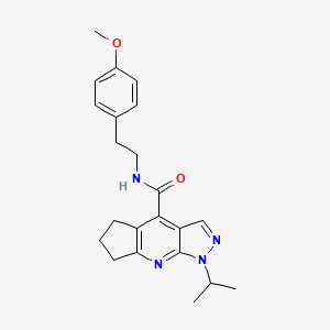 molecular formula C22H26N4O2 B12178471 N-[2-(4-methoxyphenyl)ethyl]-1-(propan-2-yl)-1,5,6,7-tetrahydrocyclopenta[b]pyrazolo[4,3-e]pyridine-4-carboxamide 
