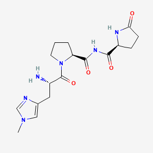 molecular formula C17H24N6O4 B1217862 L-Prolinamide, 5-oxo-L-prolyl-1-methyl-L-histidyl- CAS No. 34367-55-0