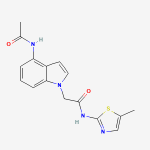 molecular formula C16H16N4O2S B12178649 2-[4-(acetylamino)-1H-indol-1-yl]-N-(5-methyl-1,3-thiazol-2-yl)acetamide 