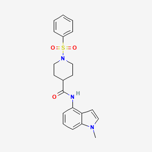 molecular formula C21H23N3O3S B12178752 N-(1-methyl-1H-indol-4-yl)-1-(phenylsulfonyl)piperidine-4-carboxamide 