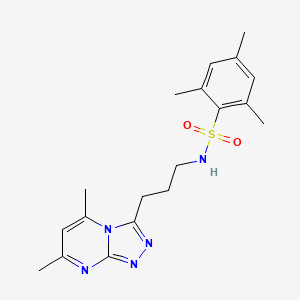 molecular formula C19H25N5O2S B12178763 N-[3-(5,7-dimethyl[1,2,4]triazolo[4,3-a]pyrimidin-3-yl)propyl]-2,4,6-trimethylbenzenesulfonamide 