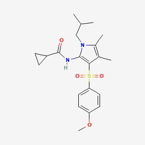molecular formula C21H28N2O4S B12178766 N-{3-[(4-methoxyphenyl)sulfonyl]-4,5-dimethyl-1-(2-methylpropyl)-1H-pyrrol-2-yl}cyclopropanecarboxamide 