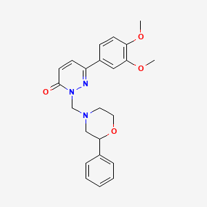 molecular formula C23H25N3O4 B12178798 6-(3,4-dimethoxyphenyl)-2-[(2-phenylmorpholin-4-yl)methyl]pyridazin-3(2H)-one 