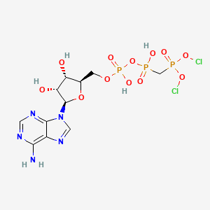 B1217882 [[(2R,3S,4R,5R)-5-(6-aminopurin-9-yl)-3,4-dihydroxyoxolan-2-yl]methoxy-hydroxyphosphoryl]oxy-(dichlorooxyphosphorylmethyl)phosphinic acid CAS No. 81336-74-5