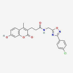 molecular formula C22H18ClN3O5 B12178838 N-{[3-(4-chlorophenyl)-1,2,4-oxadiazol-5-yl]methyl}-3-(7-hydroxy-4-methyl-2-oxo-2H-chromen-3-yl)propanamide 