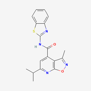 molecular formula C18H16N4O2S B12179022 N-[(2Z)-1,3-benzothiazol-2(3H)-ylidene]-3-methyl-6-(propan-2-yl)[1,2]oxazolo[5,4-b]pyridine-4-carboxamide 