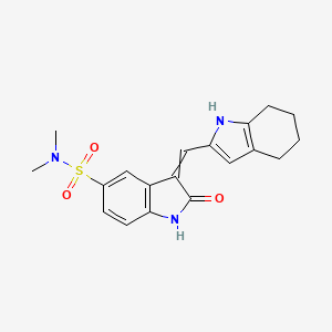 molecular formula C19H21N3O3S B1217904 (3Z)-N,N-dimethyl-2-oxo-3-(4,5,6,7-tetrahydro-1H-indol-2-ylmethylidene)-1H-indole-5-sulfonamide 