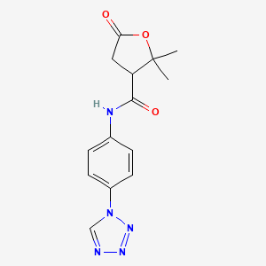 molecular formula C14H15N5O3 B12179082 2,2-dimethyl-5-oxo-N-[4-(1H-tetrazol-1-yl)phenyl]tetrahydrofuran-3-carboxamide 