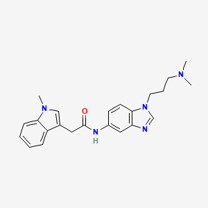 molecular formula C23H27N5O B12179090 N-{1-[3-(dimethylamino)propyl]-1H-benzimidazol-5-yl}-2-(1-methyl-1H-indol-3-yl)acetamide 